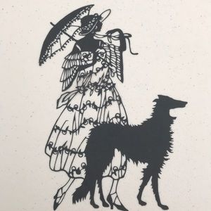 🔥ON SALE🔥Lady with Dog💖 Handmade PaperCut Silhouette Scherenschn…